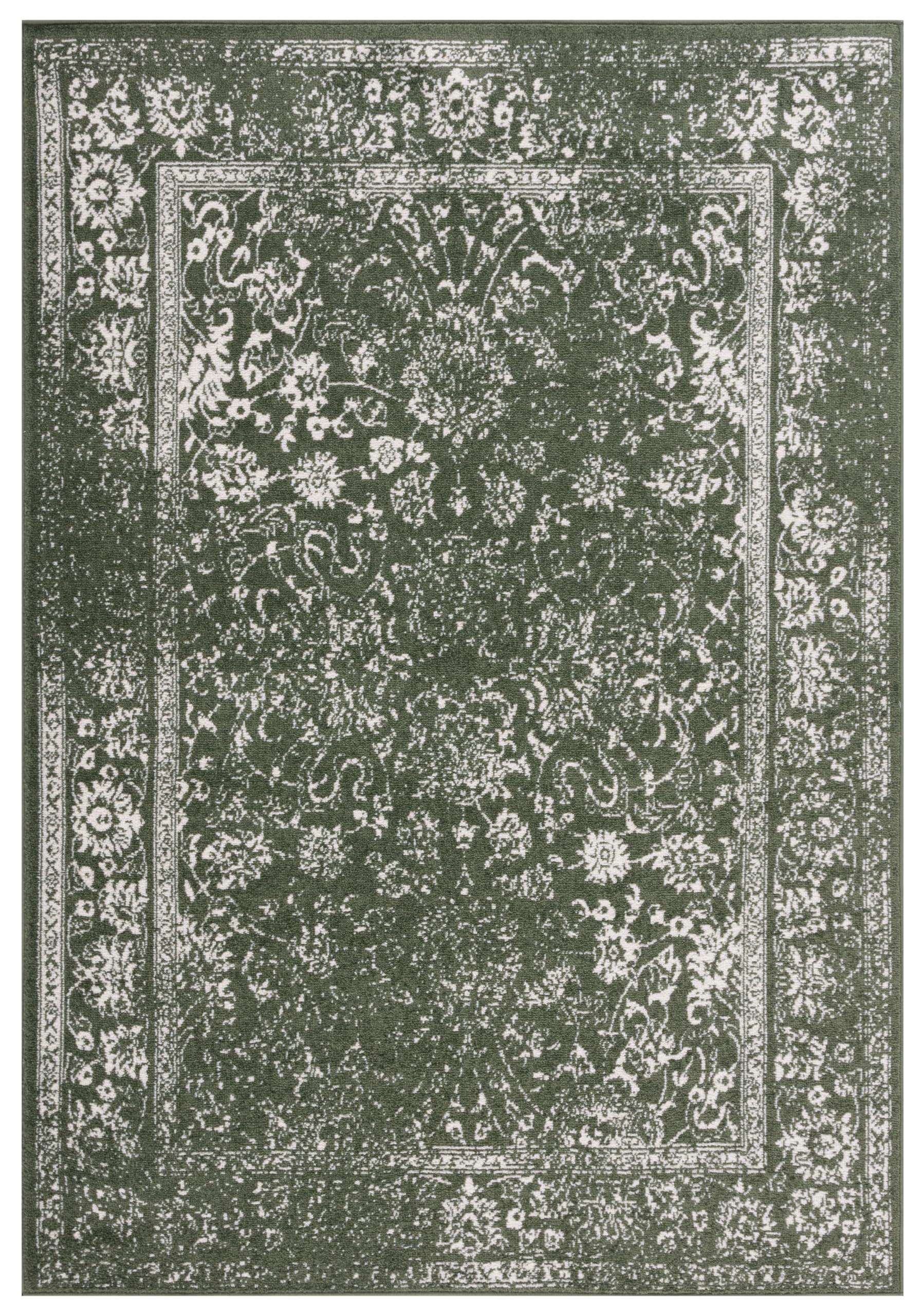 Safavieh Distressed Rug for Living Room Dining Room, Bedroom - Adirondack Collection, Short Pile, in Green and Ivory, 91 X 152 cm