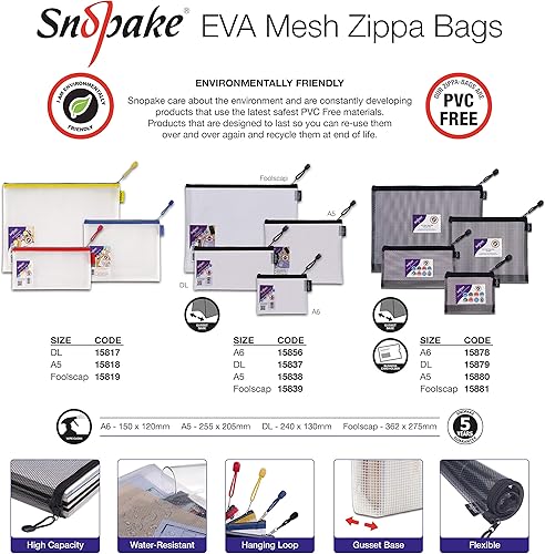Miniatura 4 de Bolsa de malla EVA Zippa A5 Negro - Pack de 3