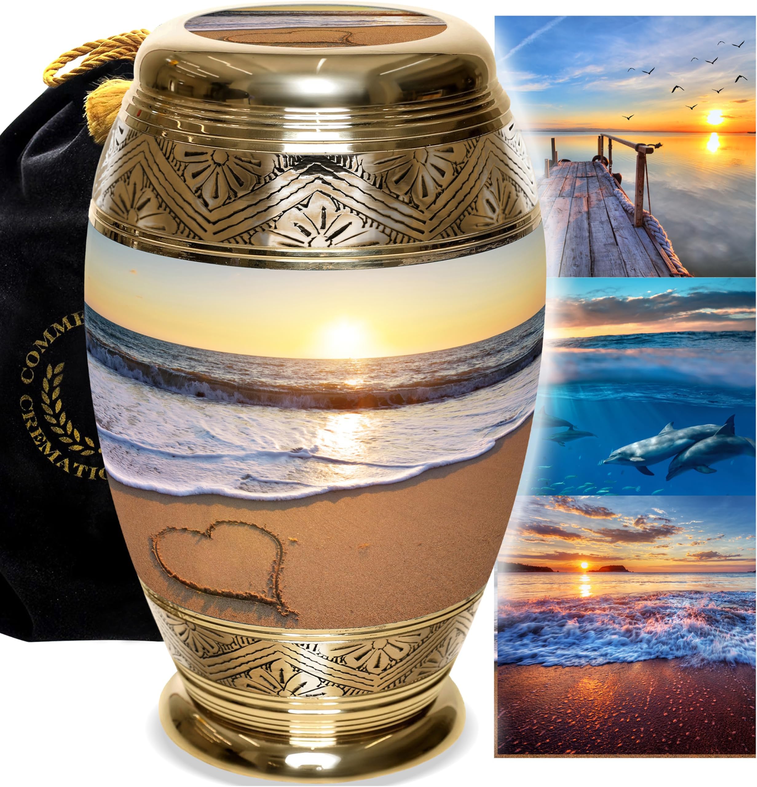 Endless Summer Cremation Urn for Ashes Adult Male - Personalized Urn for Ashes for Women Decorative Urns - Beautiful Handcrafted Sunset Urns for Human