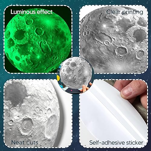 Miniatura 60 de Estrellas que brillan en la oscuridad para decoración de techo, 849 calcomanías brillantes para planetas de techo, calcomanías de pared luminosas