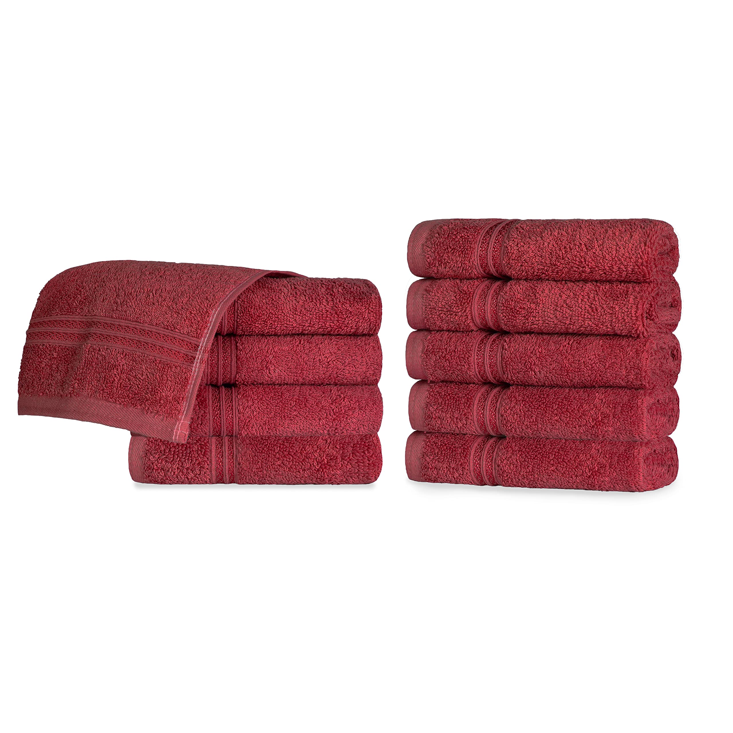 SUPERIOR Egyptian Cotton 10-Piece Face Towel Set, Small Towels for Facial, Spa, Quick Dry, Absorbent Towels, Bathroom Accessories, Guest Bath, Home Essentials, Washcloth, Airbnb, Burgundy