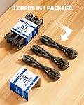 DEWENWILS 3-Pack 2FT Heavy Duty Extension Cord, 16 AWG SJTW Weatherproof Power Cable for Indoor, 3-Prong Grounded Plug for Holiday Decor/Home/Garden, ETL Listed, Black