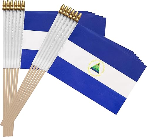 Miniatura 5 de TSMD Mini banderas de mano de Nicaragua, 5 x 8 pulgadas, paquete de 12 unidades