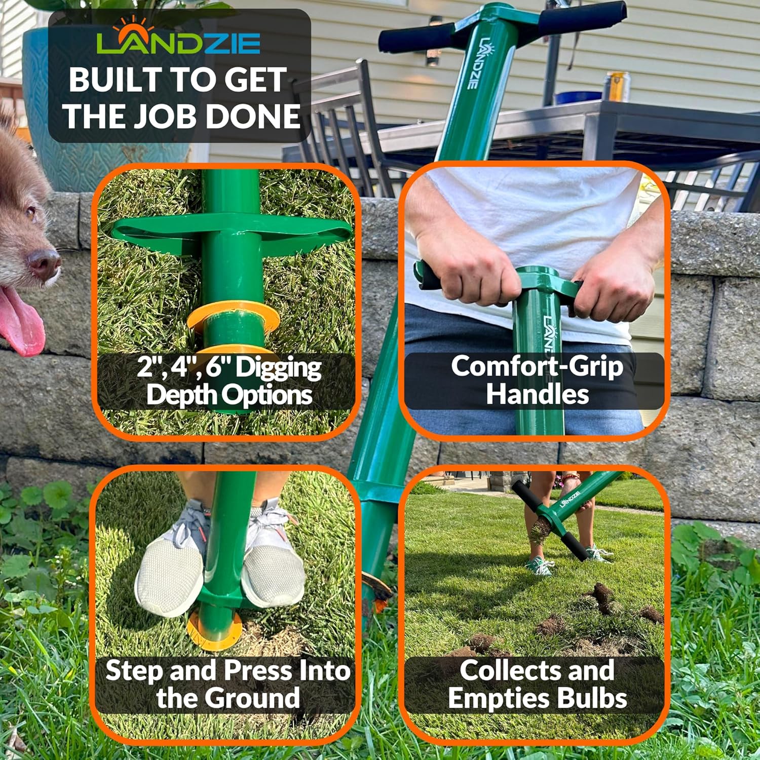 Landzie Bulb Planter Tool Grass Plugger Tool Manual Sod Cutter and Sod Plugger Tool for Grass Plugs and Sod Remover Lawn Plugger Tool and Grass Plug Tool Zoyosia Grass Plugs Lawn Plugger Grass Repair