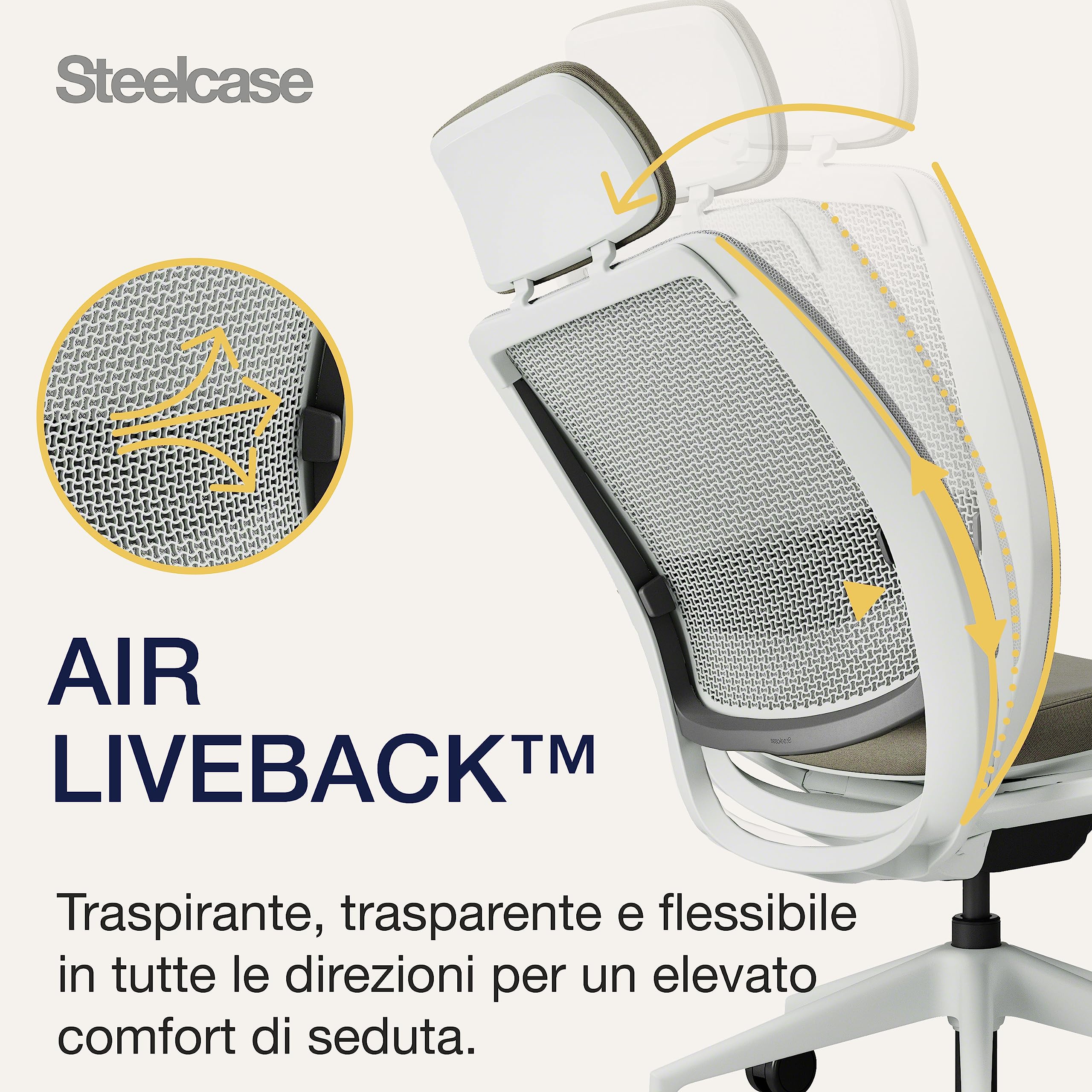 Steelcase Sedia da ufficio ergonomica: Series 2, con poggiatesta, Truffle