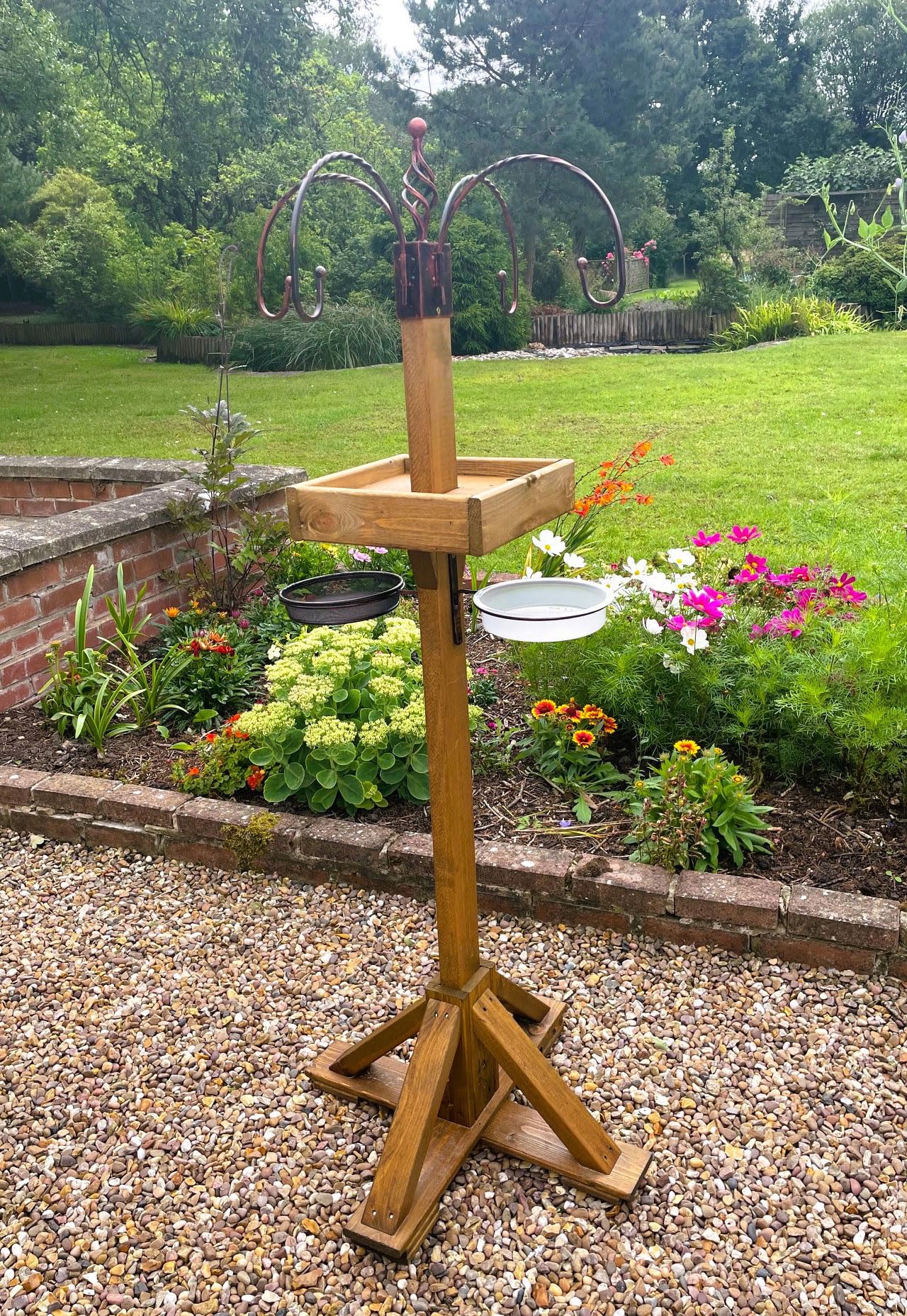 Heavy Duty Freestanding Bird Table Feeding Station Patio Wooden Garden Wild Bird Water Seed Feeders