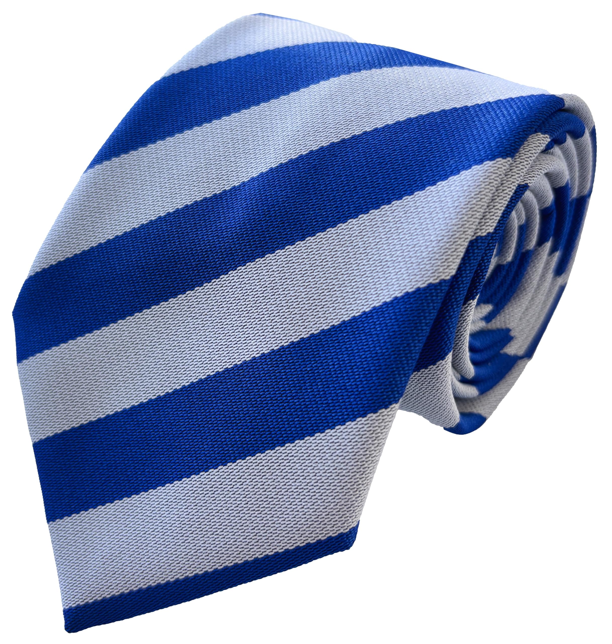Great British Tie Club School Ties (23 Block Stripe Colour Variations) Junior Age (White & Royal)