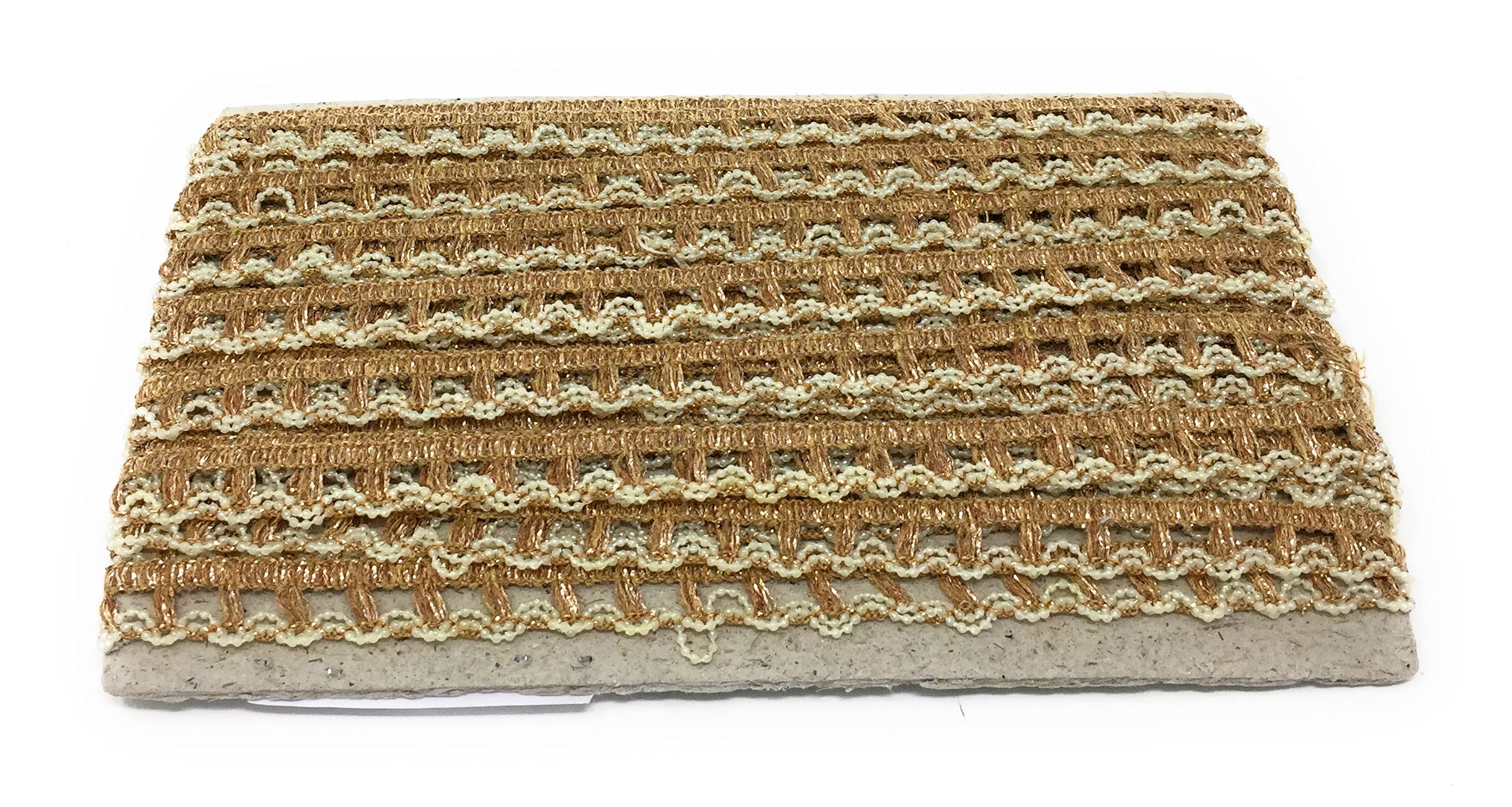 Inhika 9 Meters Laces for Saree Border Gold Embroidery Gota, Thread Material (3.5 cm Wide, Light Gold)