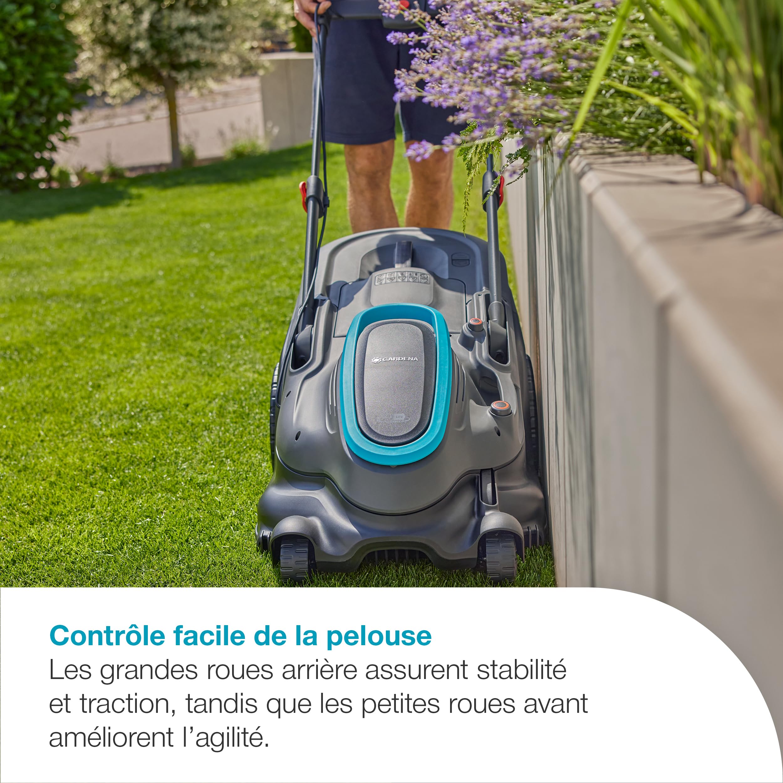 Gardena Tondeuse sur Batterie PowerMax Duo 46/36V P4A 4 Ah - Kit prêt à l'emploi: Haute Performance, Deux Lames Valent Mieux Qu’Une, Idéal pour Les espaces étroits (14646-20)