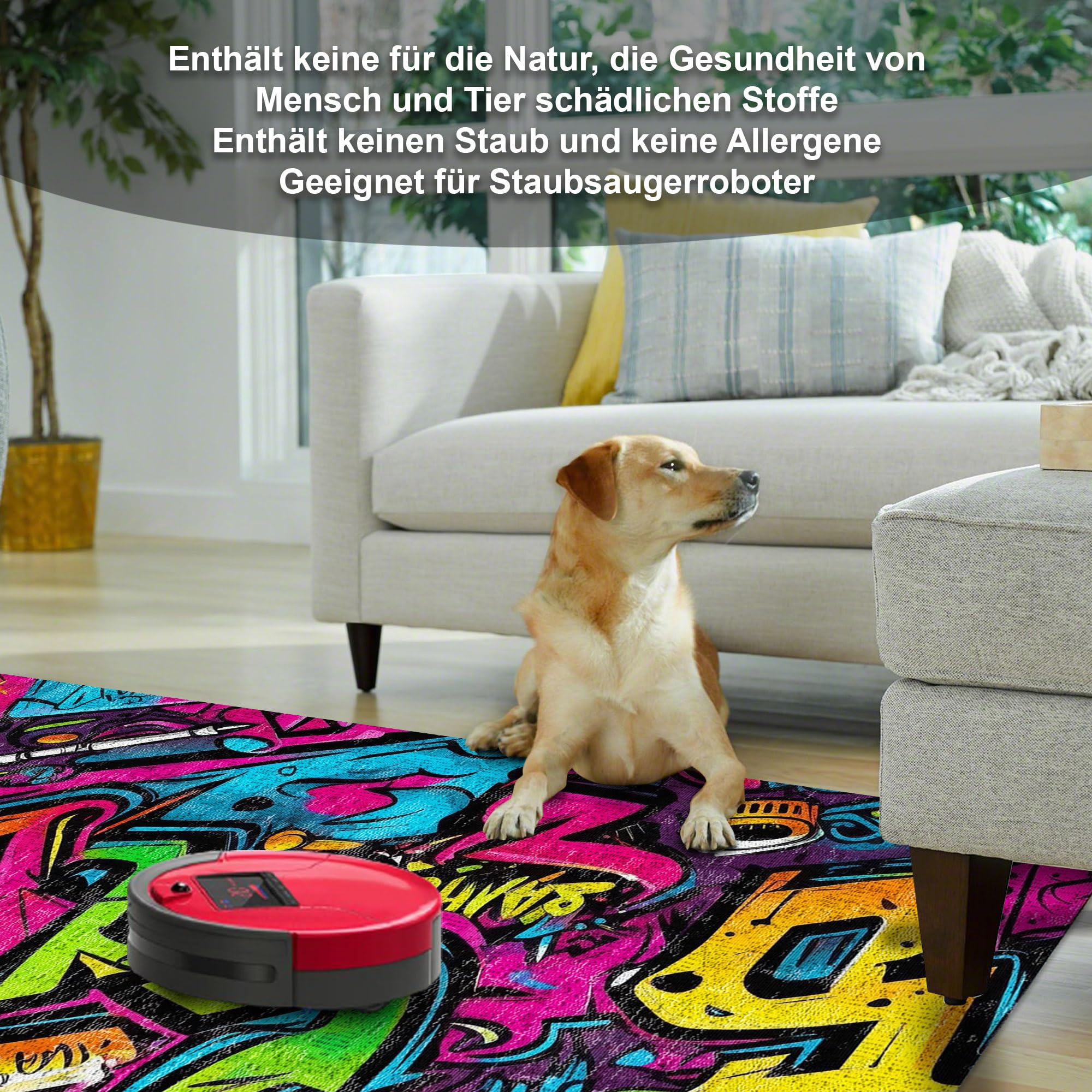 bamyum Funny Alfombra Impresa Chenilla Estampada a Máquina 160 x 230 cm, Alfombra Lavable Salón, Alfombra Vintage Dormitorio, Antibacteriana Antideslizante Base Alfombra Cocina