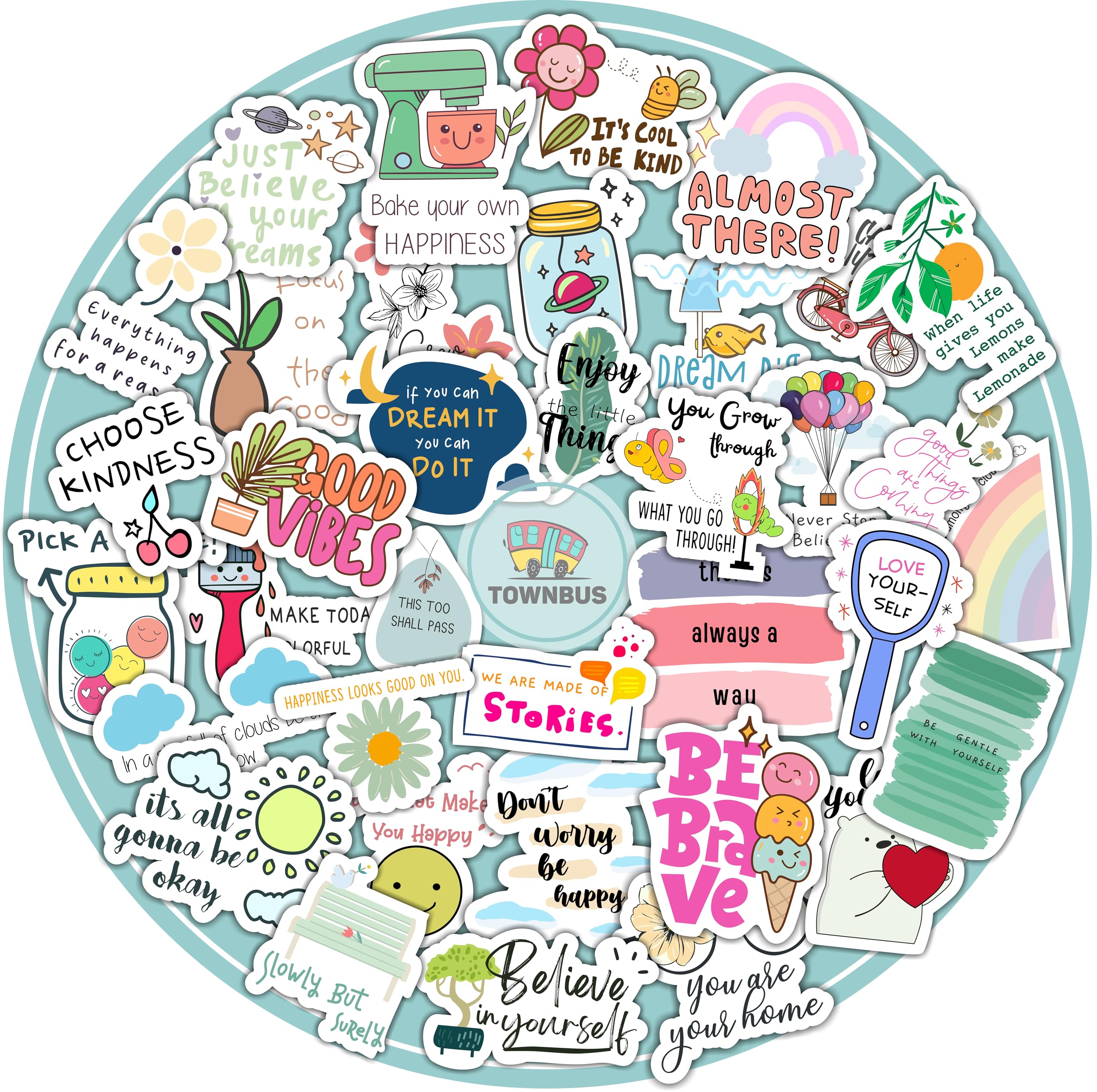 TOWNBUS | 36 Positive Quote Vinyl Stickers,Inspirational & Motivational Quotes for Daily Positivity | Perfect for laptops,Mobiles,waterbottles,Journals,Scrapbookings etc-image-38