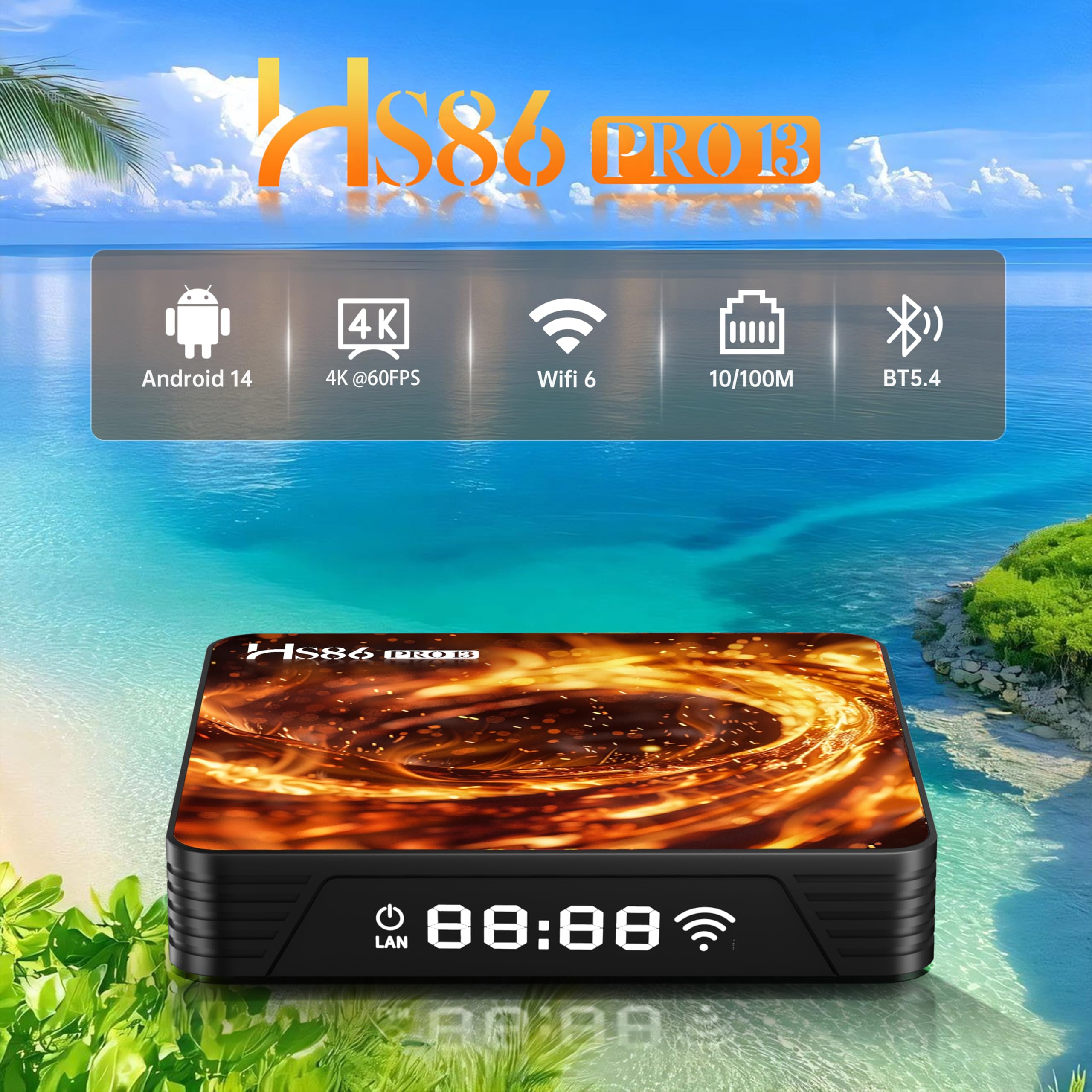 Android 14.0 TV Box 4K@60FPS Android Box 4G RAM 32G ROM RK3528 HD 8K UHD Smart TV Box Multimediale in Streaming Player 2,4 GHz 5,0GHz Doppio WiFi6 HDR10 BT5 10/100M LAN Enternet Telecomando Bluetooth