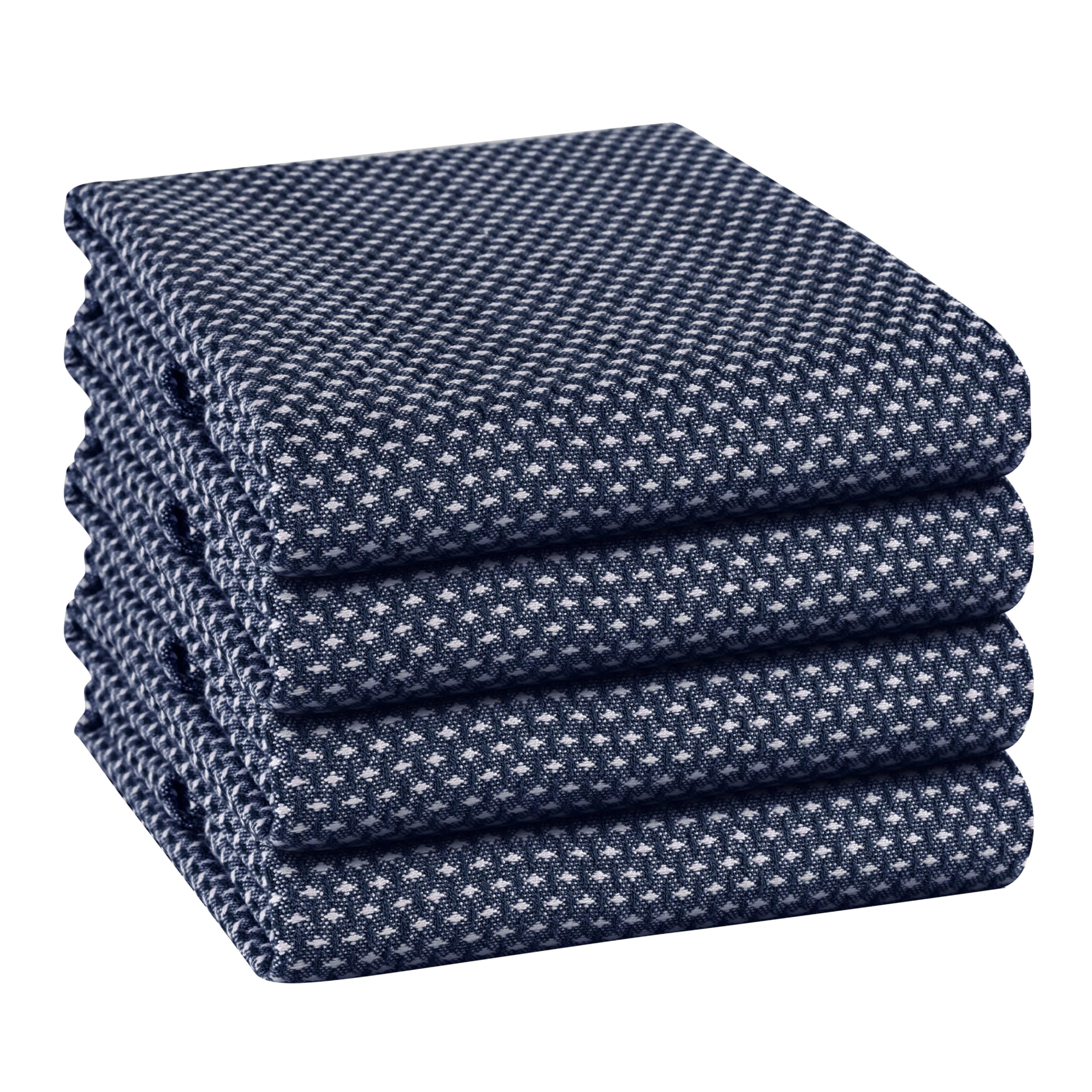 TWINY Threads 4 Pack Kitchen Towels, 100% Cotton, 18x28 Inches, Highly Absorbent & Soft, Quick-Dry Dish Towel Set with Hanging Loop, Washcloth for