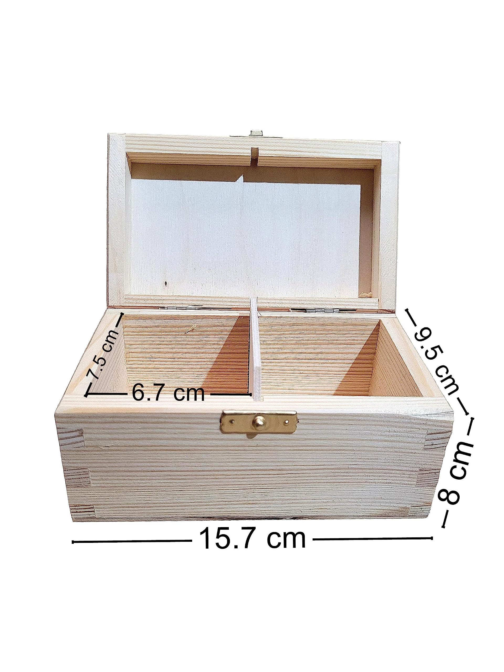 Wooden World - pudełko na herbate z 2 przegródkami, idealne do dekupage i pirografii