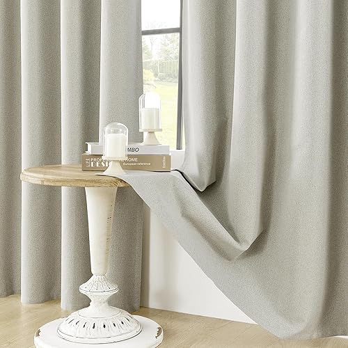 Miniatura 131 de ChrisDowa Cortinas 100% opacas de abedul liso de 96 pulgadas de largo, 2 paneles para dormitorio, sala de estar, oscurecimiento de la habitación de