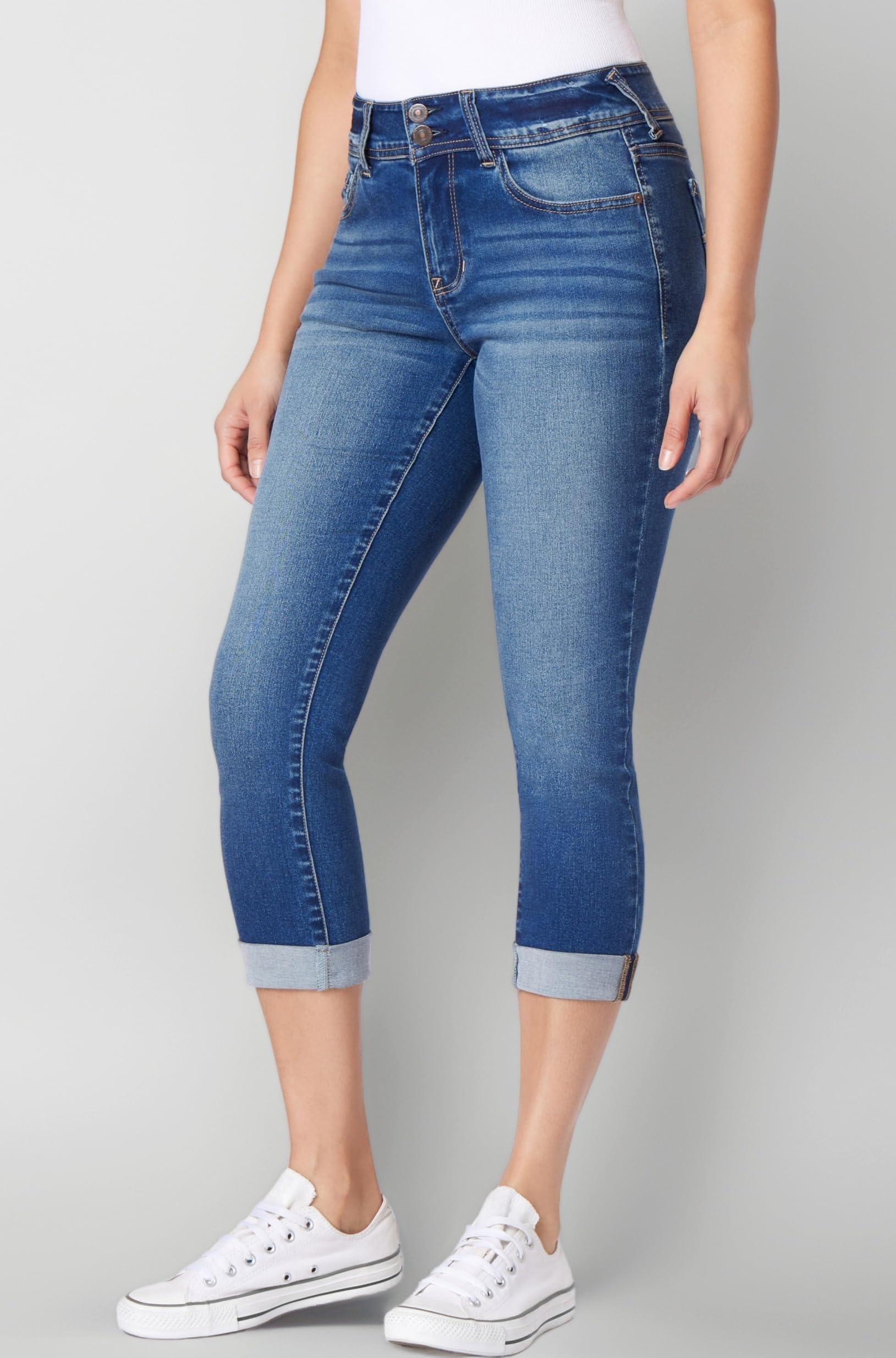 Women's Juniors Instasoft Mid-Rise Ultra Fit Skinny Stretch Crop Jeans (Standard and Plus)