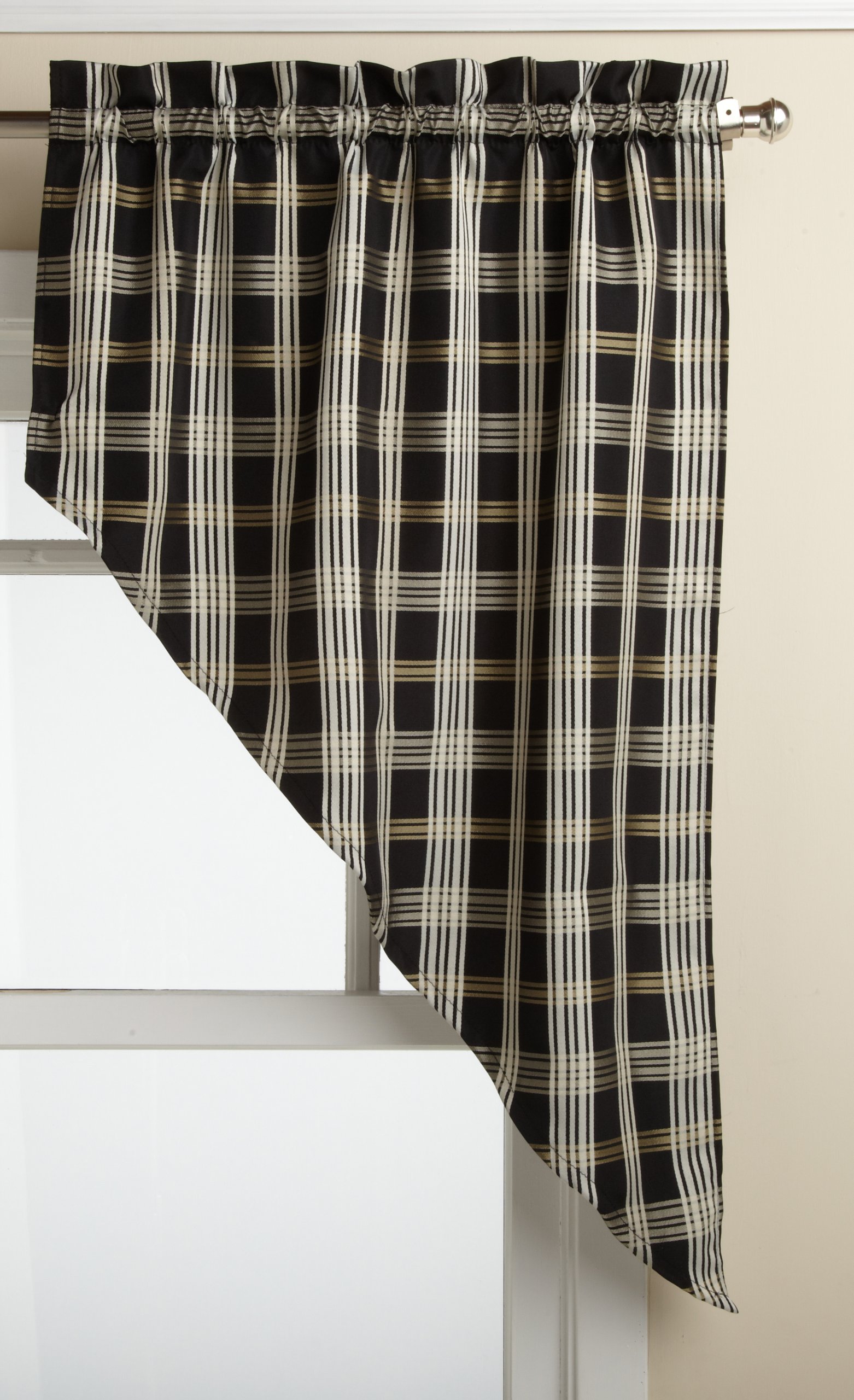 LORRAINE HOME FASHIONS Chadwick 54-inch x 38-inch Tailored Swag Pair, Black