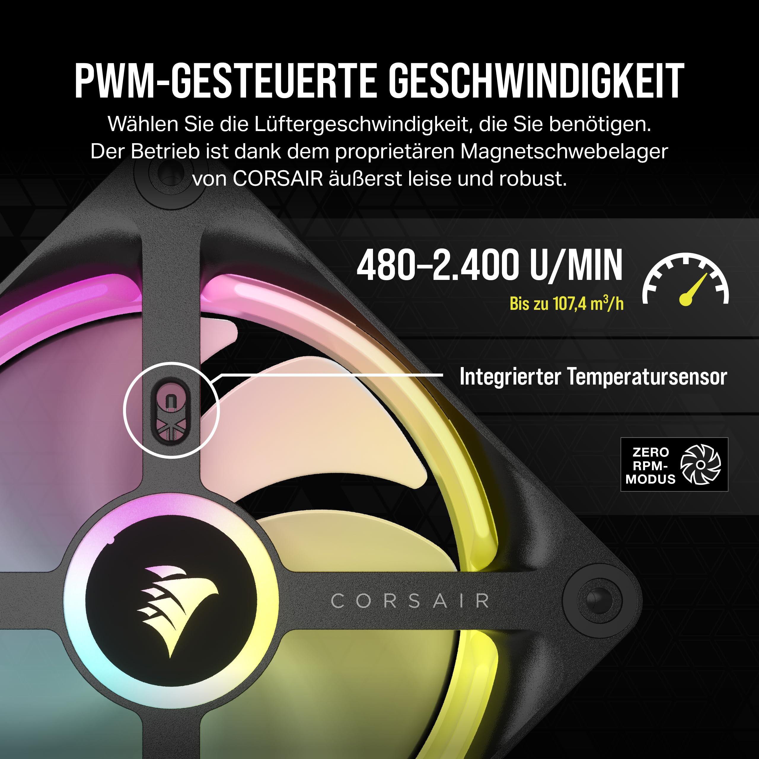 CORSAIR iCUE LINK QX120 RGB 120mm RGB Lüfter - Dreierpack - Schwarz