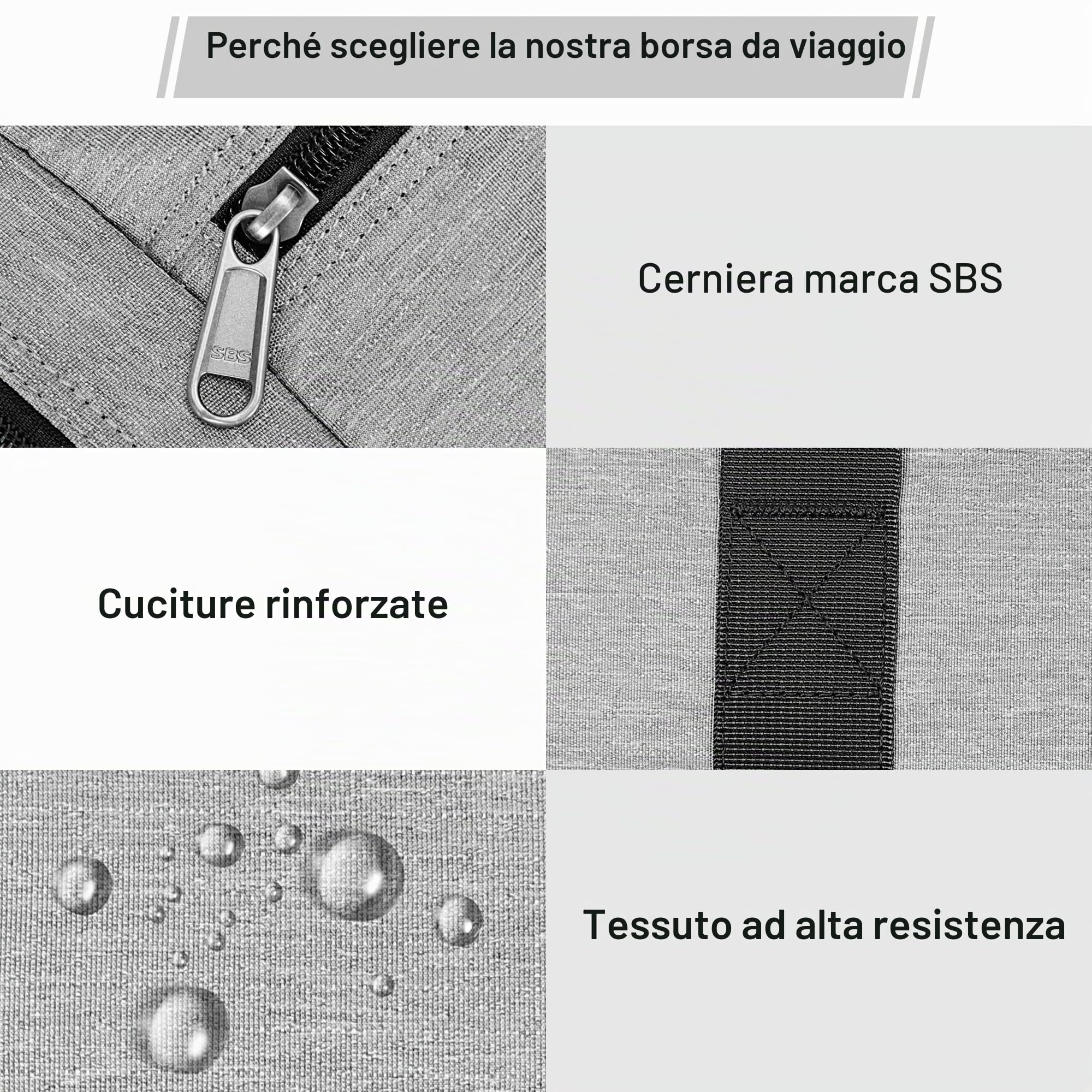 120L Borsone da Viaggio Pieghevole per Uomo e Donna, Grande Borsa Palestra con Scomparto per Scarpe, Borsa Sportiva Leggera e Impermeabile, Grigio