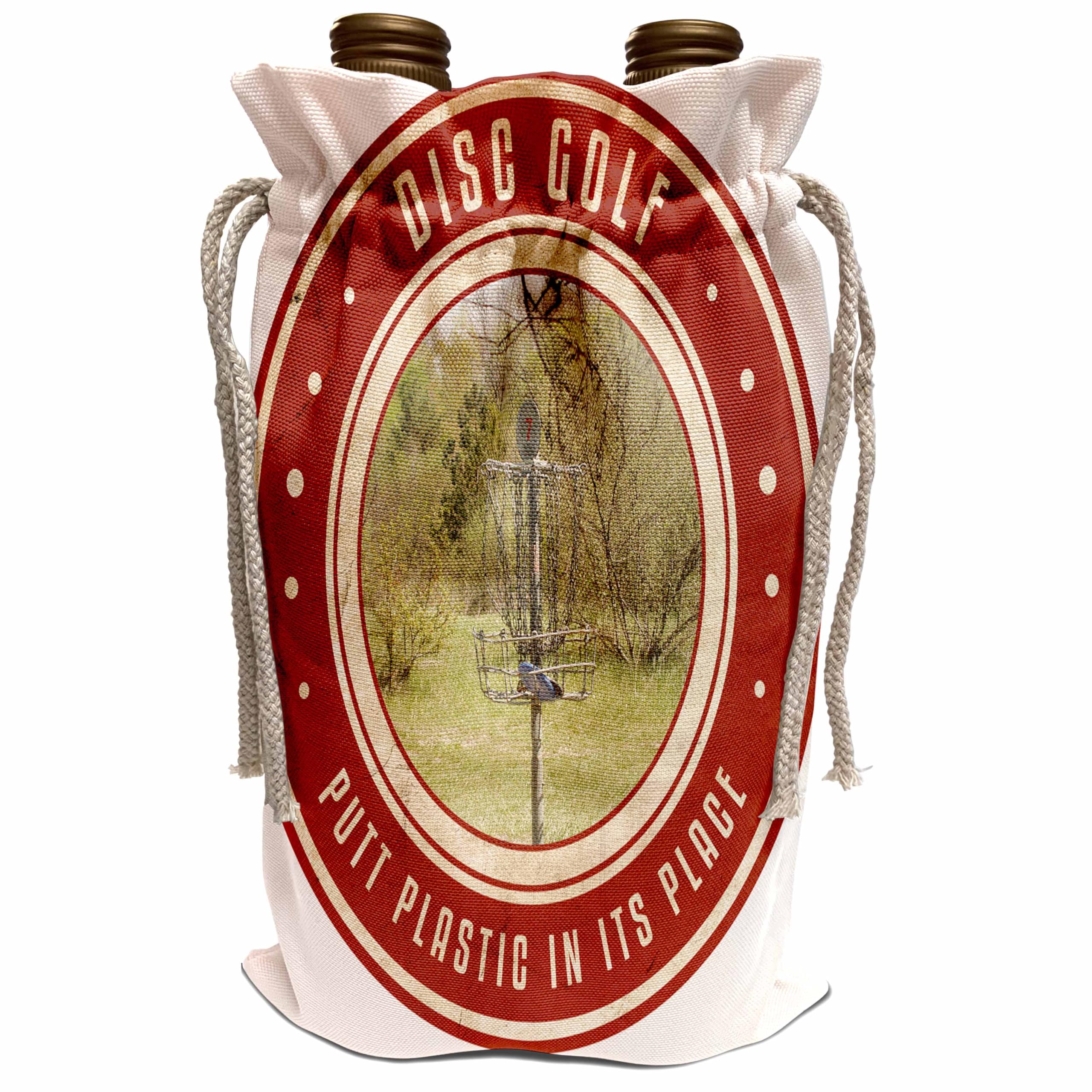 Wine Bag - Putt Plastic In Its Place #13 - photography of a frisbee disc golf basket at a local park Designs Disc Golf