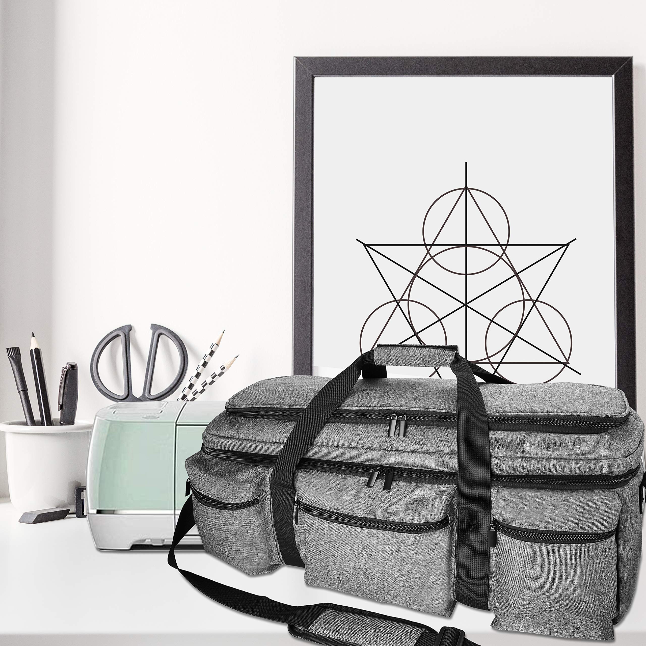 ProCase Tasche für Cricut Maker 3 Explore 3 Explore Air 2/Air Silhouette Cameo 4/3 Plotter Bag Robuste Aufbewahrungstasche Tragetasche für Stanzer -Grau