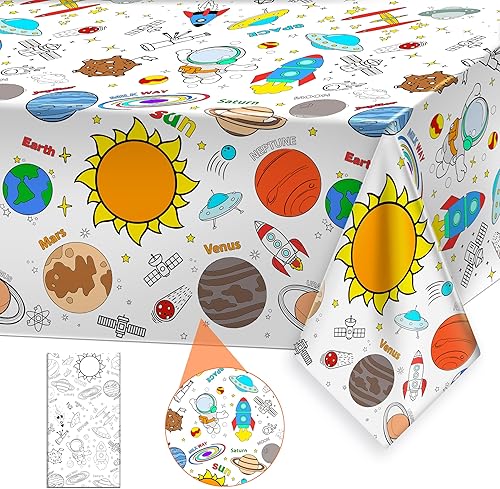 Mantel gigante para colorear del espacio exterior para niños, mantel de papel desechable del universo del sistema solar para niños, actividades y Mantel gigante para colorear del espacio exterior para niños, mantel de papel desechable del universo del sistema solar para niños, actividades y