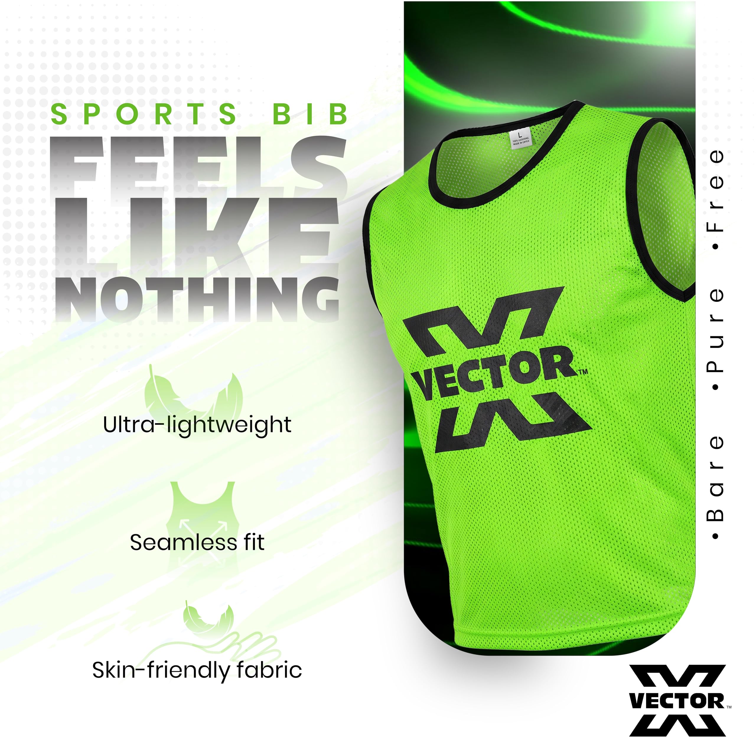 Vector X Training Bibs for Football Soccer Basketball Volleyball for Track and Field Play (S, Green, 1) 1