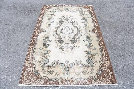 Vintage Rug, Turkish Rug, Area Carpet, Oushak Carpet, 47x77 inches Beige Rug, Handmade Floor Rugs, Bedroom Rug, 4542