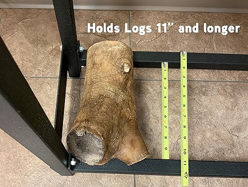 Miniatura 4 de Woodhaven Pioneer - Estante para leña de 8 pies con tapa, color negro, soporte de troncos de acero para exteriores con tapa, ideal para madera