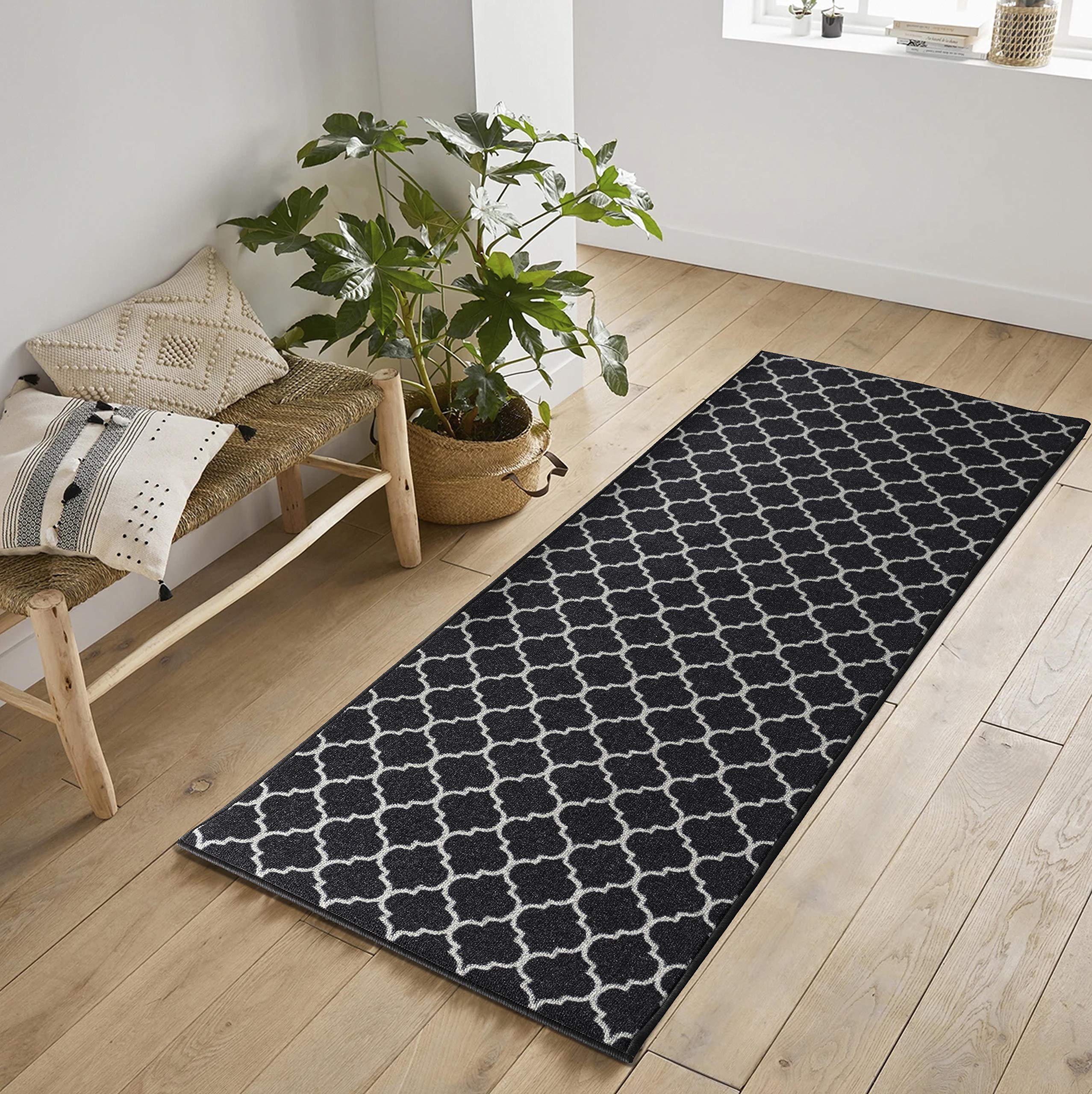 Serdim Rugs Washable Door Mat Kitchen Mats Non Slip Trellis Design Hall Runner- Indoor Door Mat - Hallway-Passage Corridor Doormats - Floor Mat