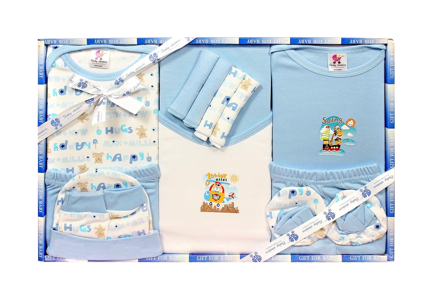 BABY STATION Cotton Gift Set For New Born Unisex-...