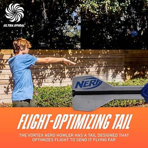 Miniatura 3 de Nerf Vortex Aero Howler - Pelota de espuma – Fútbol clásico de larga distancia – Cola optimizadora de vuelo – Agarre de mano – Diversión en Azul