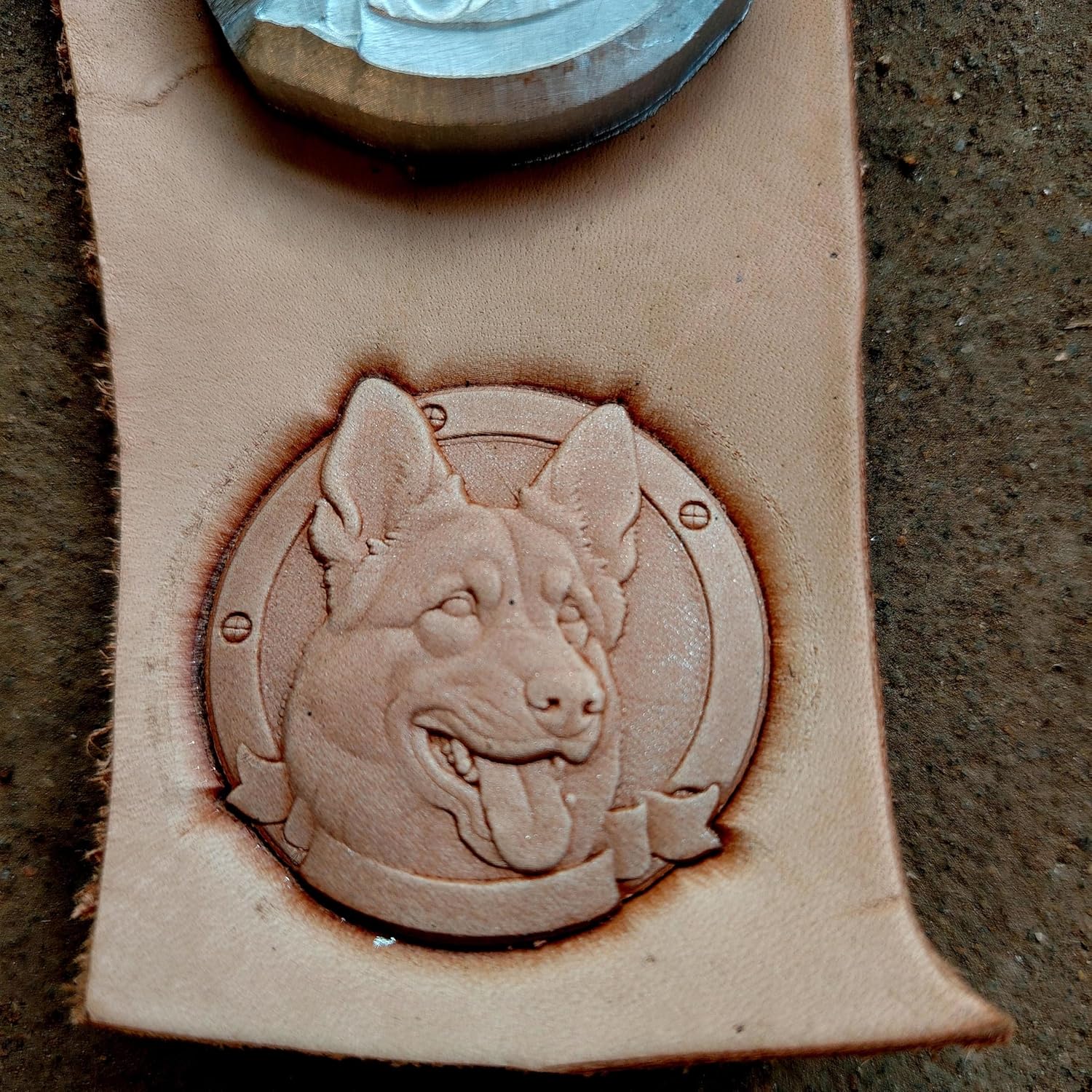 German Shepherd Leather Stamp: DIY Dog Embossing Tool (42-46mm)