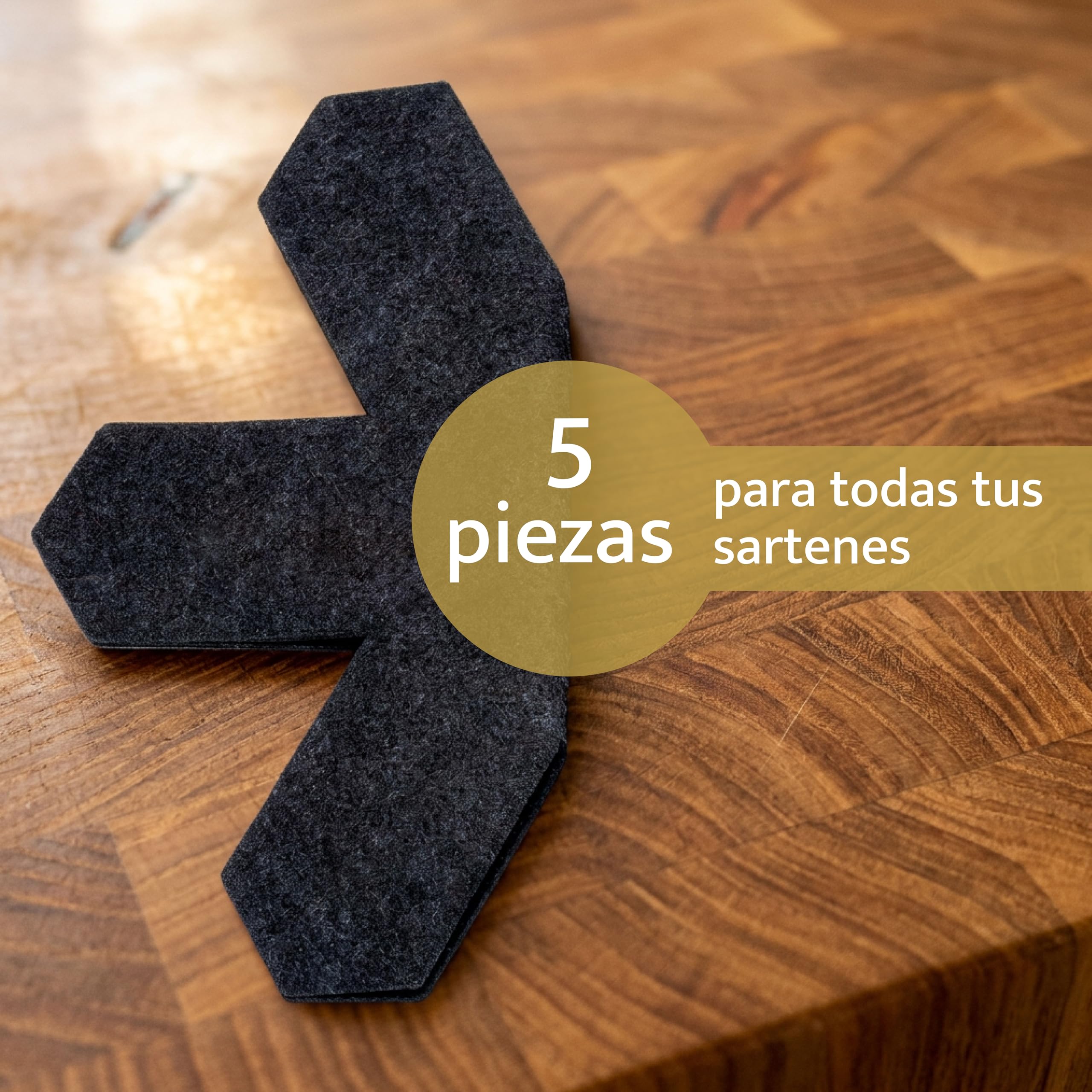Lavea® Set 5 Protector sartenes Separador sartenes – Gris Oscuro, 38 cm, Grosor 3 mm – Protector sartenes separadores para sartenes y cacerolas