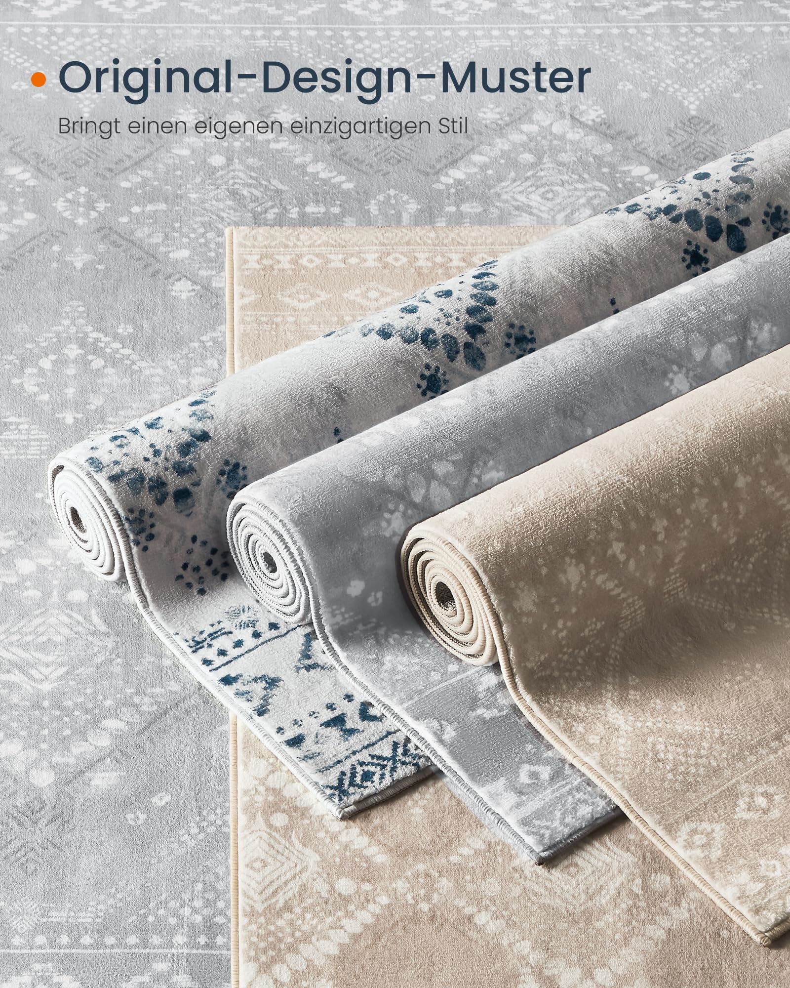 SONGMICS Boho Teppich, 160 x 230 cm, Schlafzimmer Teppich, Wohnzimmerteppich, rutschfesterteppich, waschbarerteppich, flauschig, Dekoration, für Wohnzimmer, cappuccinobeige TAR029K01