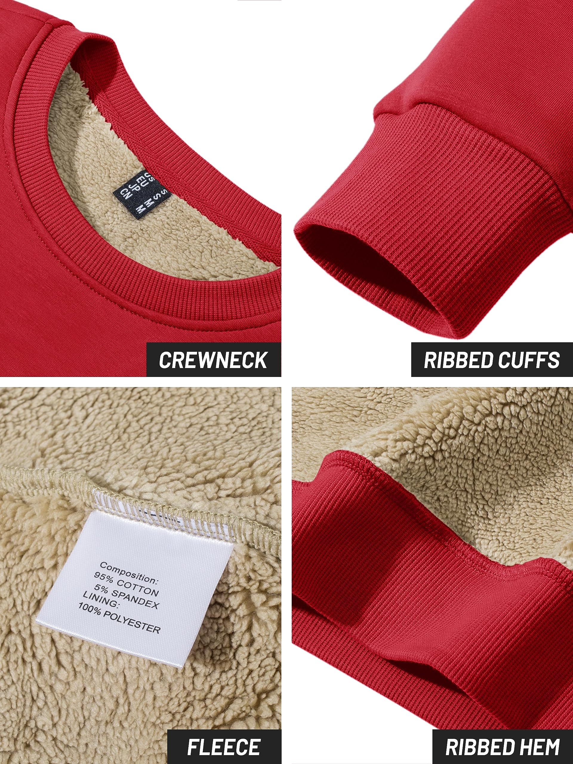 TACVASEN Maglione Donna Felpa Cotone Maglia Maniche Lunghe Girocollo Senza Cappuccio Maglione Basic Invernale Pile Top Casual Caldo Camicetta