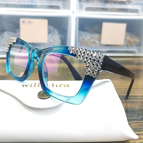 Miniatura 8 de Gafas de lectura con diamantes de imitación brillantes de gran tamaño para mujer, lentes fotocromáticos bifocales de diamantes de presbicia