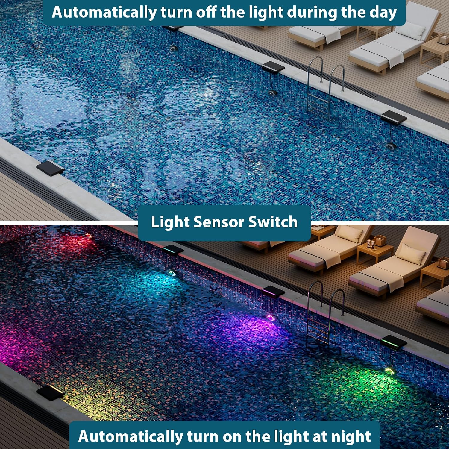 Solar Pool Lights, Dimmable 16 Colors Pool Light, 2 Pack | Underwater IP68 Waterproof, LED Submersible Pool Lighting with Remote