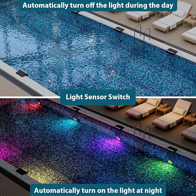 Luces Solares para Piscina LED Submersibles IP68 con Control Remoto 2 Pack miniatura 7