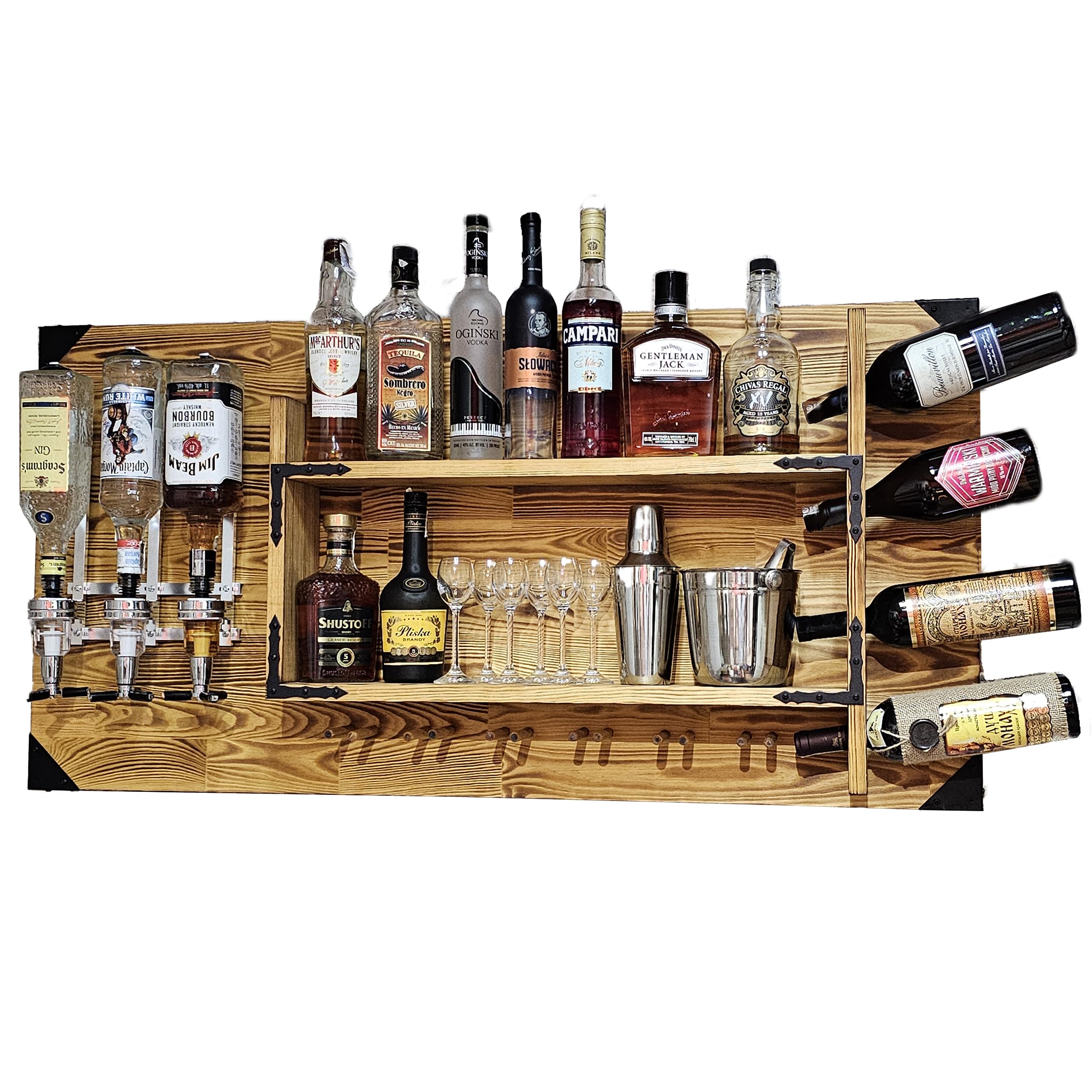 KLM 3-stufiges Barregal Für Likör & Spirituosen – Industriestil, Metall & Holz | Minibar-Regal