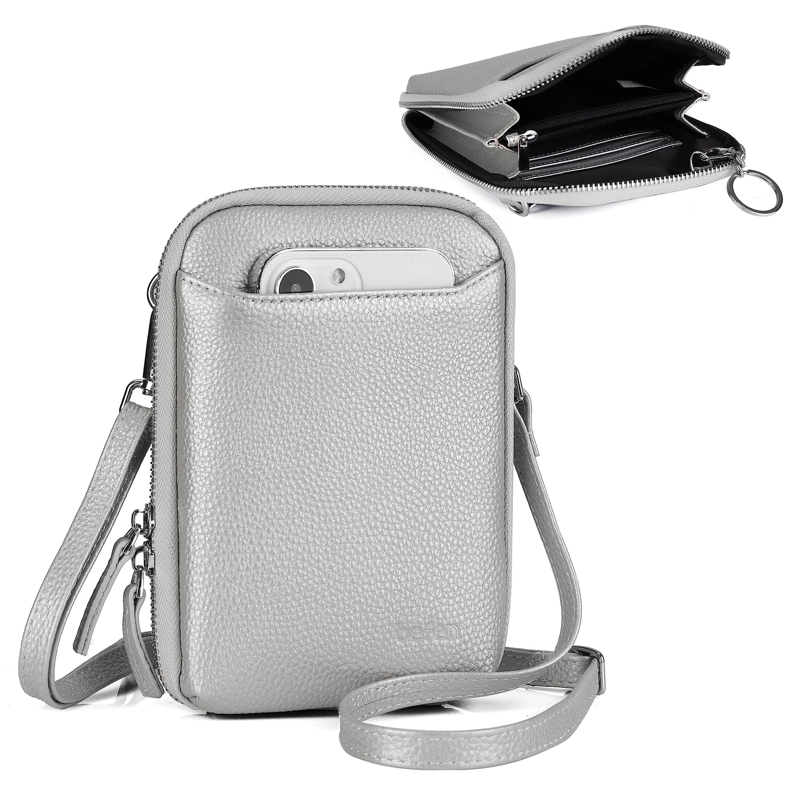 befen Small Crossbody Phone Bag for Women, Genuine Leather Cross Body Cell Phone Purse Wallet Card Holder Mini Shoulder Bags Ladies Handbags with Long Strap