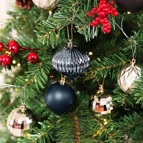 Miniatura 3 de Amooca Adornos de bolas de Navidad, 28 piezas de 2.8 pulgadas3.15 pulgadas, inastillables, juego de bolas brillantes mate multiformas, colgantes de