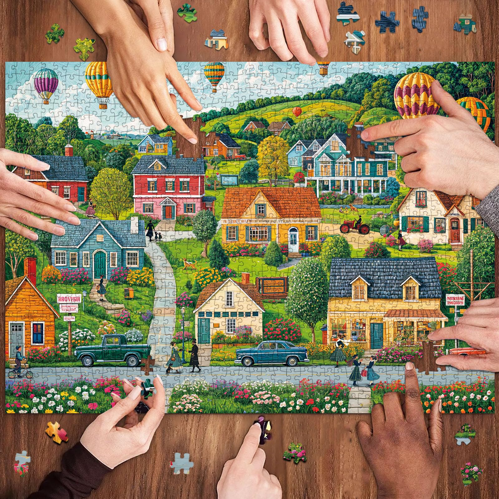 Puzzles 1000 Pieces for Adults jigsaw puzzles for adults 1000 Piece Puzzle Challenging Game for The Whole for Women Gifts for Men Theme:Happy Town - Image 3