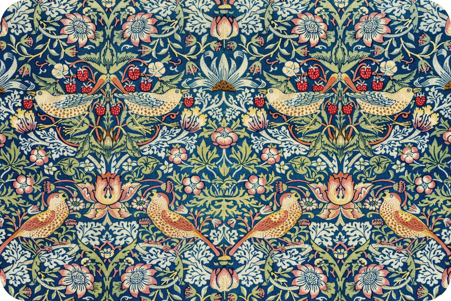 William Morris - Float Glass Worktop Saver/Protector | Cutting Board - by Pearl Glass (60 x 40cm Extra Large, Strawberry Thieves)