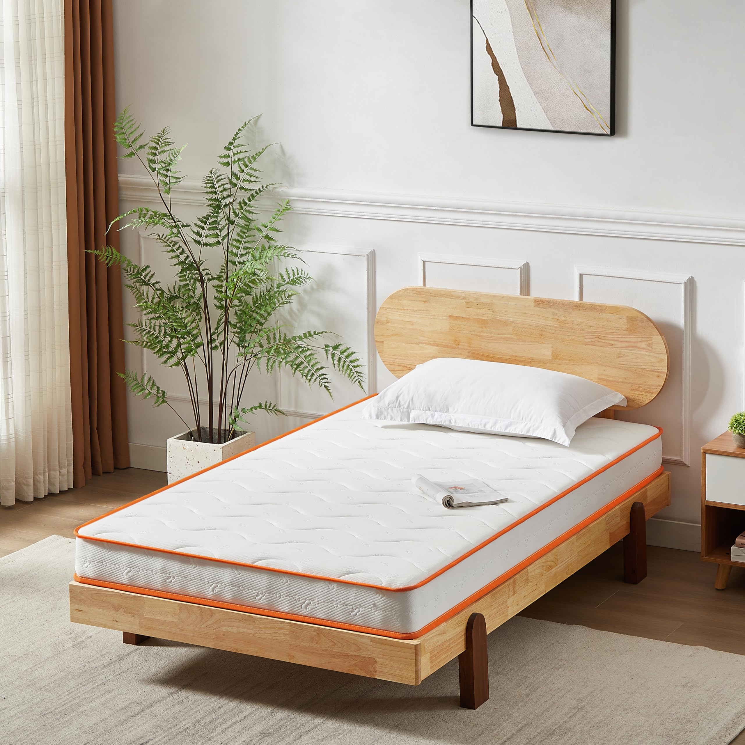 OUUI 6 Inch Foam and Spring Hybrid Mattress, Fiberglass Free, Medium Firmness, Durable Support, Certified Safe Foams & Fabric, Mattress in A Box (Twin)