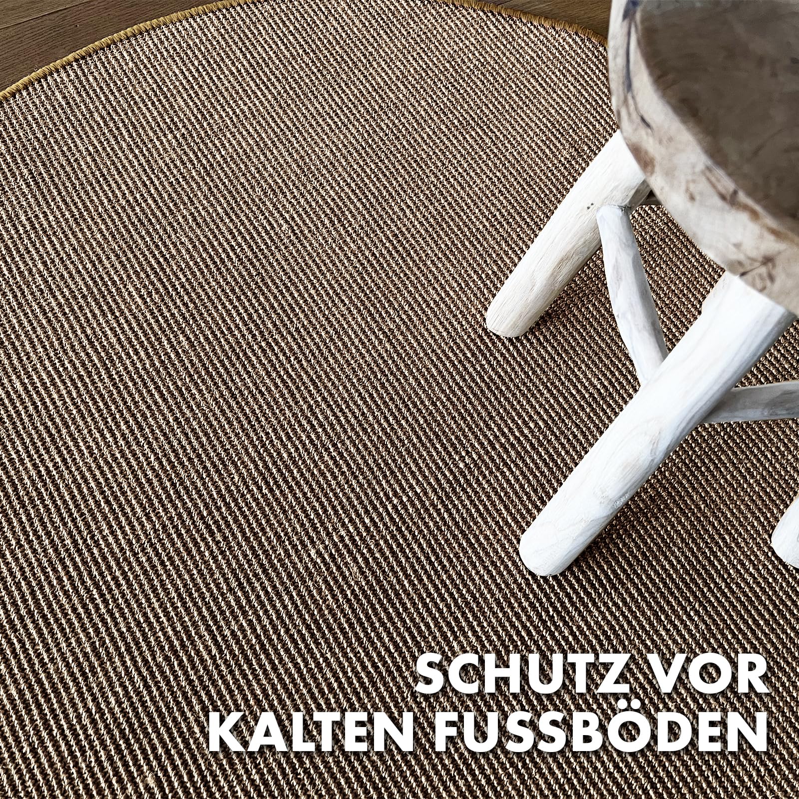 Floordirekt Alfombra Rascador Suelo para Rascar Gatos Redonda, 120 cm de diámetro, de Sisal Natural, Posibilidades de Arañar para Gatos, Muebles para Pared o Suelo, Resistente y Lavable, Corcho