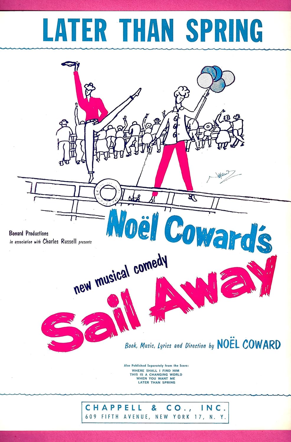 Elaine Stritch"SAIL AWAY" Noel Coward/Joe Layton 1961 Broadway Sheet