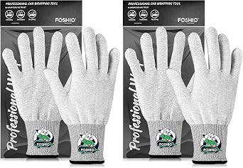 FOSHIO Grey Vinyl Wrap Gloves, Professional Carbon Fiber Anti-Static Tint Gloves, Dust-Free Wrap Glove for Wrapping Vinyl