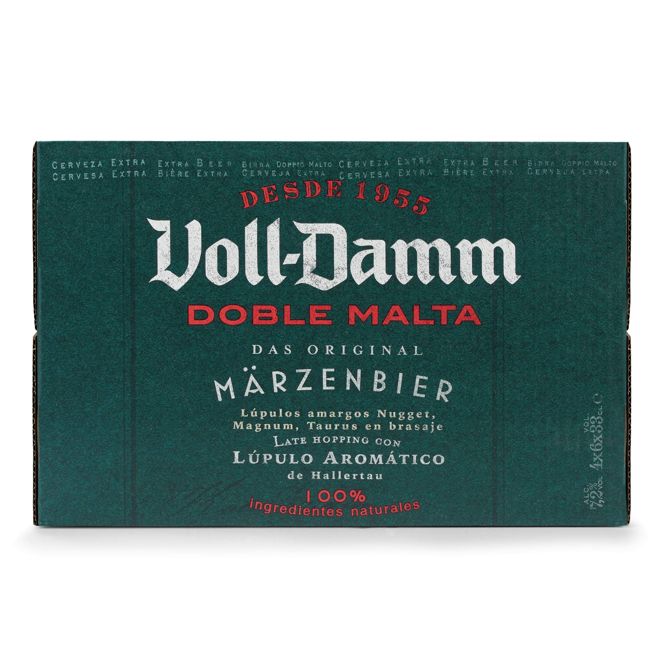 Damm - Cerveza Voll-Damm Doble Malta, Caja de 24 Botellas 33cl | Cerveza Doble Malta, Estilo Märzenbier, 100% Ingredientes Naturales, Original, en Botella