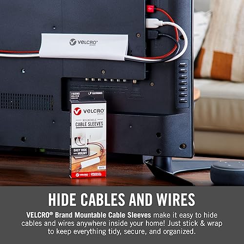 Miniatura 7 de VELCRO Brand Fundas para cables. Organiza cables desordenados en el escritorio, detrás de la TV o la consola de juegos. 16 pulgadas (2 x 8 pulgadas)